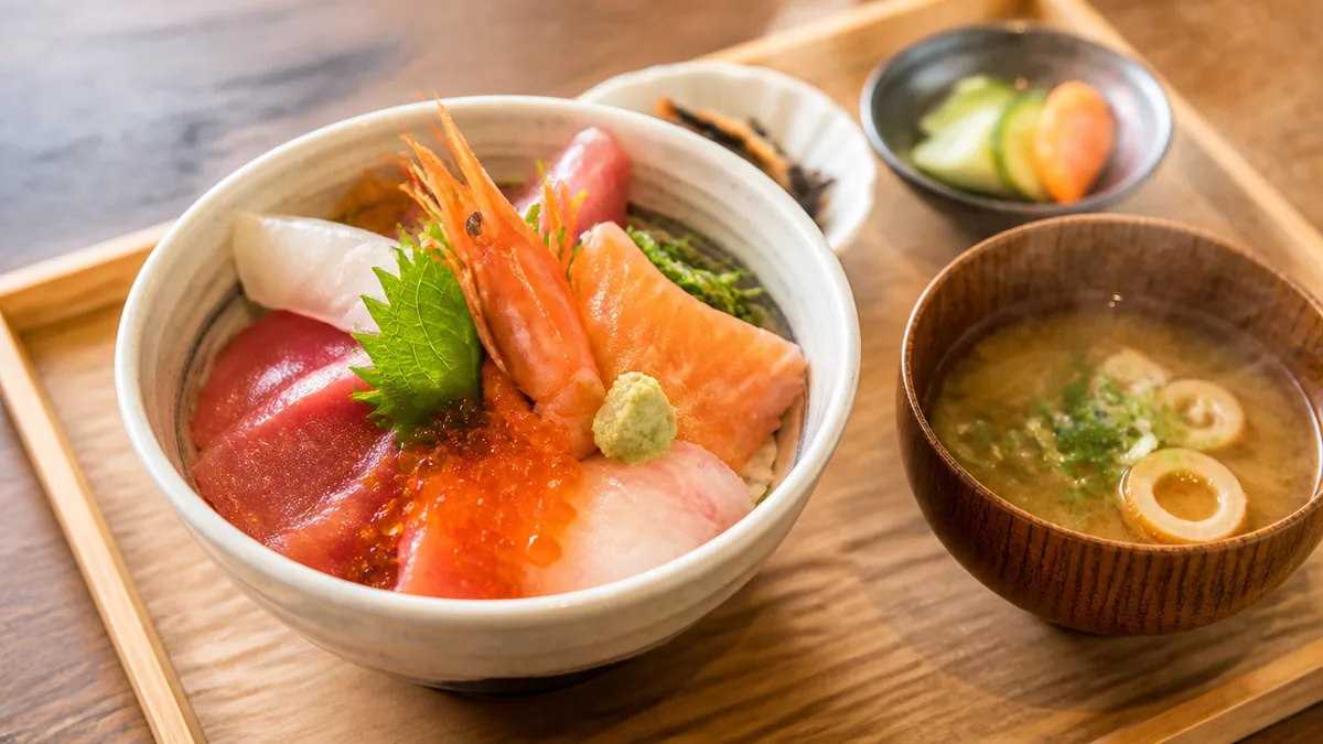 海鮮丼を1,090円から選び分けられる、駅直結の食堂の解説画像