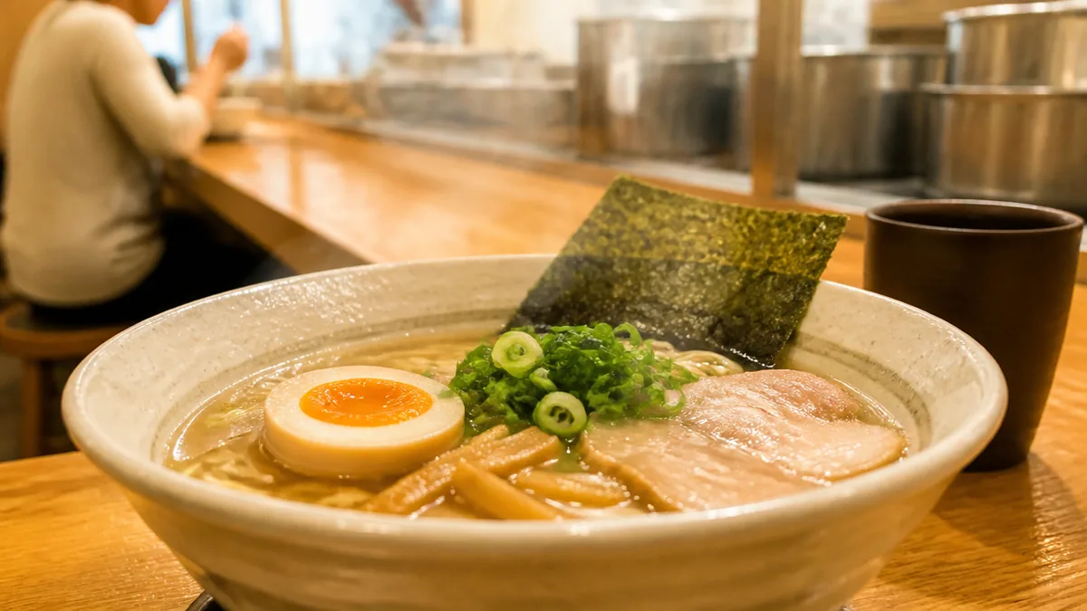カウンター7席と八升釜｜麺と出汁で選ぶ難波のひとりランチの解説画像