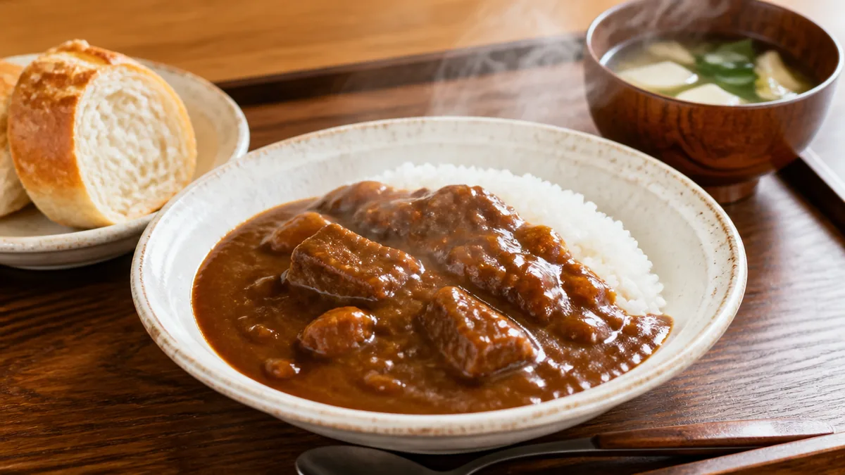 老舗牛肉店のカレーを990円で食べられるはり重の解説画像