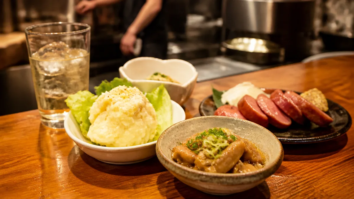 夜の立ち呑みでは何を頼む？アテとお酒の組み立て方の解説画像