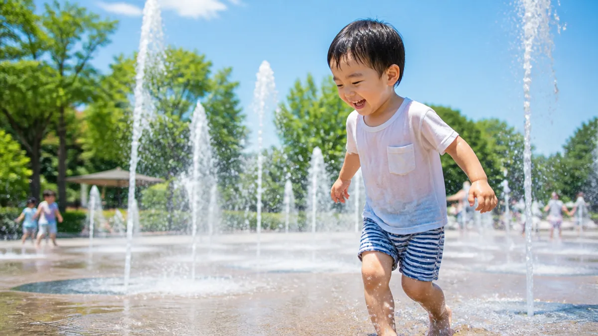 無料の噴水で気軽に遊べる2か所と1日の組み立て方の解説画像